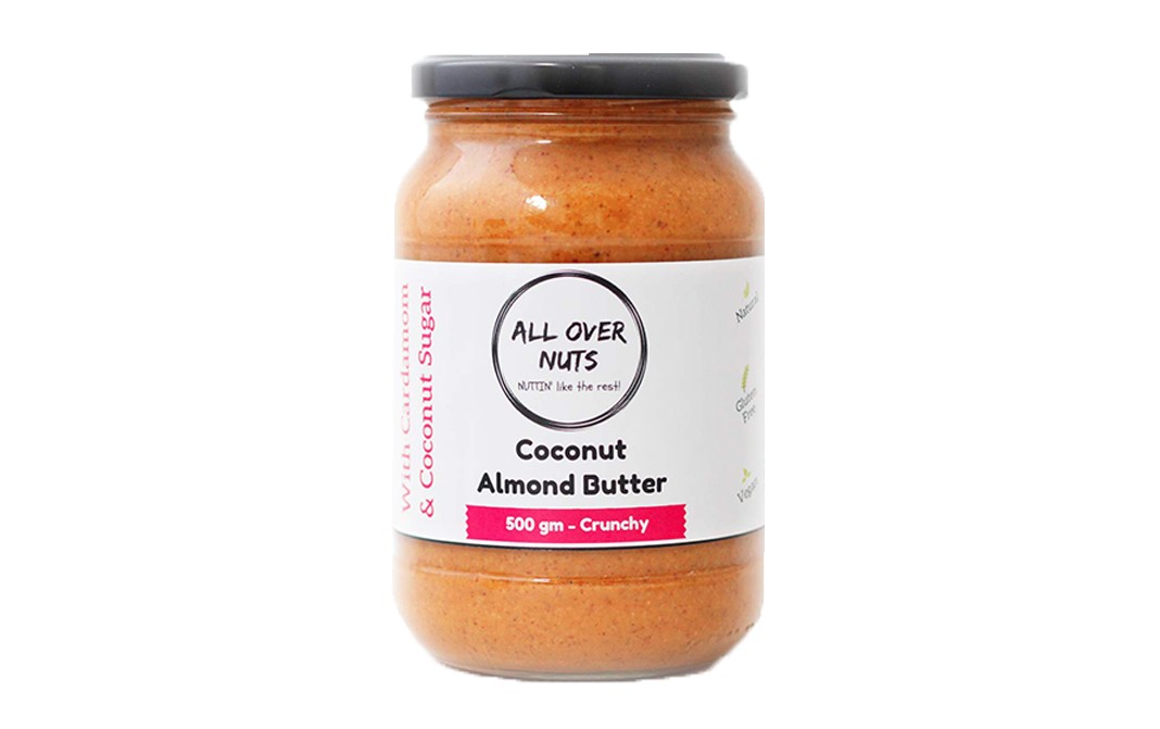 All Over Nuts Coconut Almond Butter Crunchy  Glass Jar  500 grams